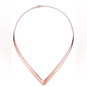Calvin Klein Polished Rose Gold Chevron Choker Necklace